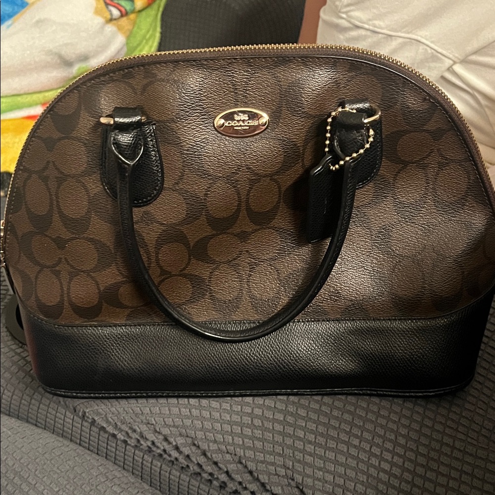 Coach Signature Brown and Black Satchel
